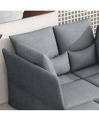 Streamdale Furniture Modern Modular Sofa, 4 Seat Chenile sectional Couch Set with 2 pilows lncluded, freely CombinableIndoor Funiture for Living Room,