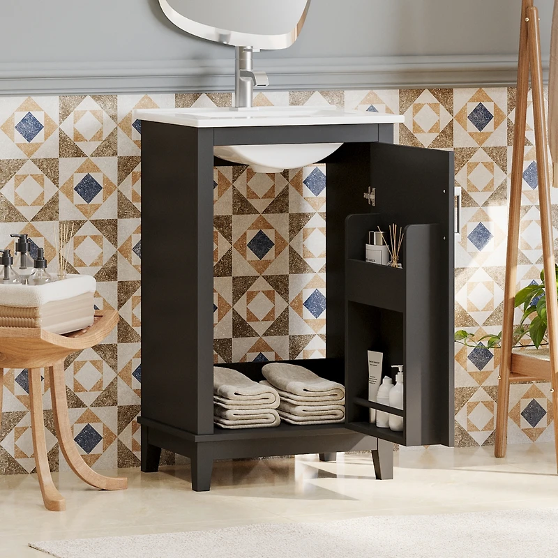 Streamdale Modern Bathroom Vanity with Ceramic Basin (20x15.5x33.3")