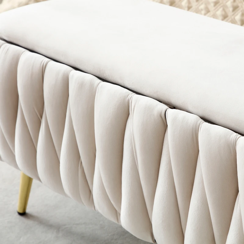 Streamdale Gold-legged Velvet Storage Bench