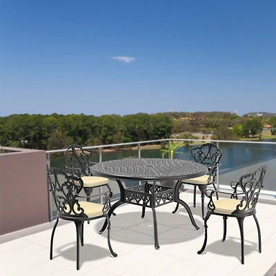 Streamdale 5-Piece Cast Aluminum Patio Set with Assorted Cushions