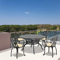 Streamdale 5-Piece Cast Aluminum Patio Set with Assorted Cushions