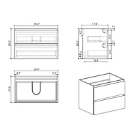 Streamdale Walnut Wall Cabinet 2 Drawers, Pre-Assembled
