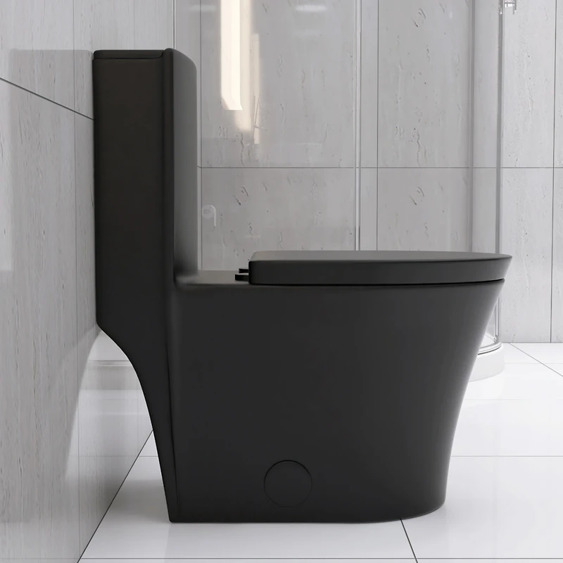 Streamdale Matte Black Dual Flush Elongated Toilet, 1000g Map