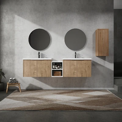 Streamdale 72" Wall-Mounted Vanity with Sink and Cabinet