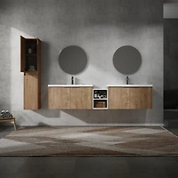 Streamdale 84" Wall-Mounted Bathroom Vanity, Sink, & Side Cabinet