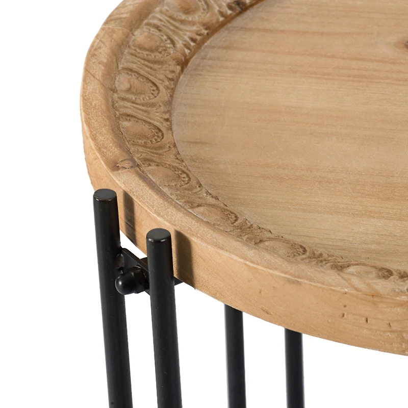 Streamdale Furniture 21.5" x 24" Round Side Table With Wood Top, End Table for Living Room Bedroom