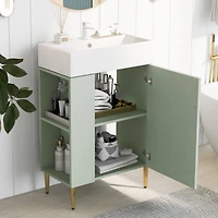 Streamdale Modern 21.6" Green Vanity Cabinet with Ceramic Sink