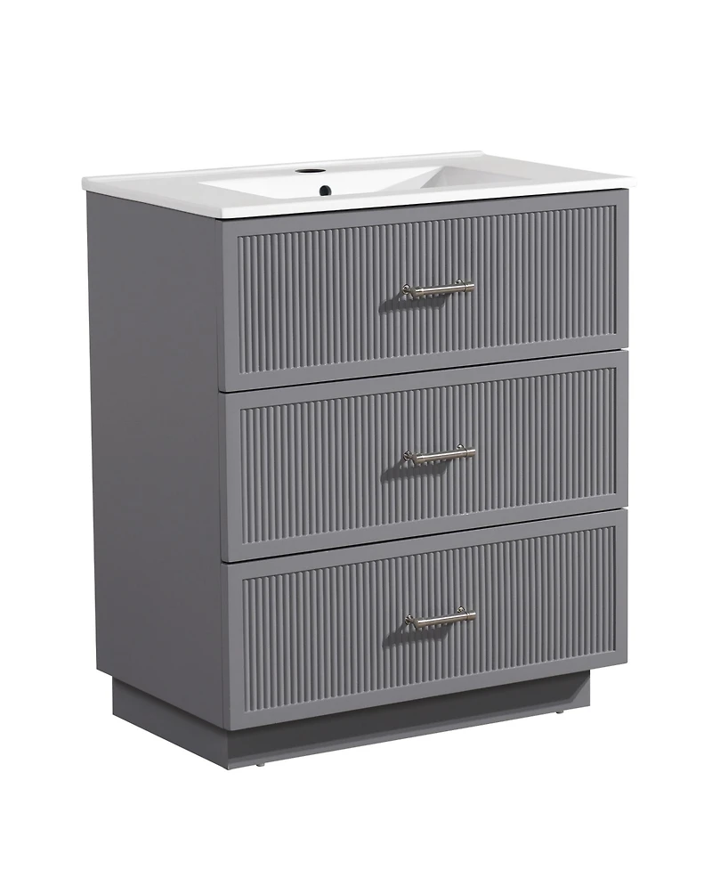 Streamdale Modern 30" Bathroom Vanity Set with Ceramic Sink and Storage