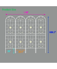 4 Pack Metal Garden Trellis 86.7" x 19.7" Rustproof Trellis for Climbing Plants Outdoor Flower Support Cream White