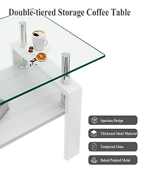 Streamdale Modern Glass Rectangle Coffee Table