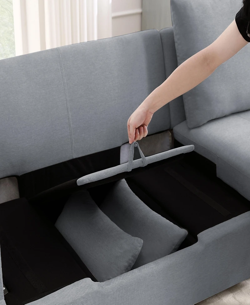 Streamdale Furniture Modern L shape Modular Sofa, 5 Seat Chenile sectional Couch Set with 2 pilows lncluded, freely CombinableIndoor Funiture for Livi