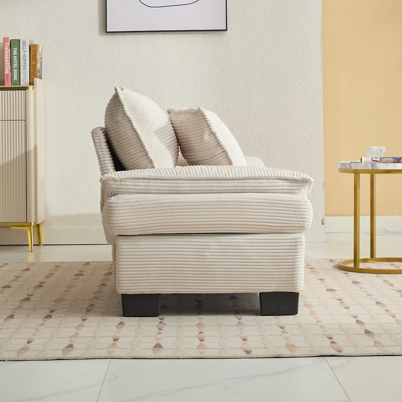 Streamdale Furniture Corduroy Sofa Sleeper Couch Loveseat Sofa with Pillows Comfy Upholstered Deep Seat Sofa for Bedroom, Living Room, Apartment, Offi