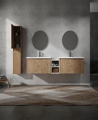 Streamdale 84" Wall-Mounted Bathroom Vanity, Sink, & Side Cabinet