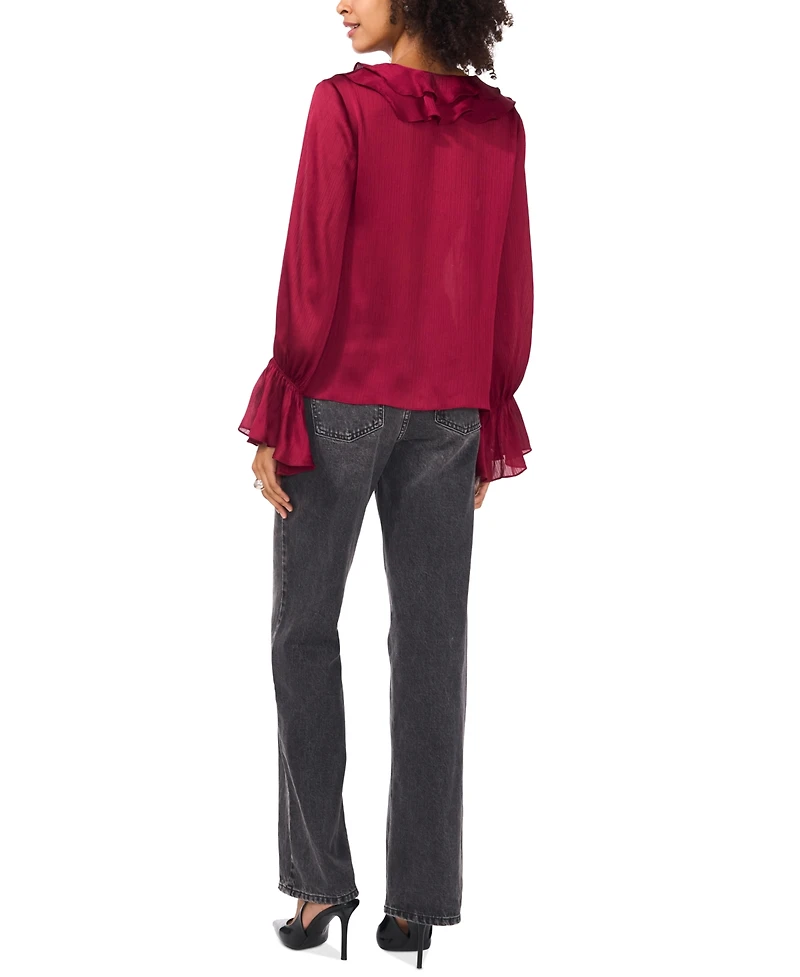 Vince Camuto Women's Ruffled V-Neck Bell-Sleeve Blouse