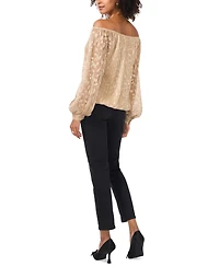 Vince Camuto Women's Metallic-Print Off-The-Shoulder Tie-Hem Top