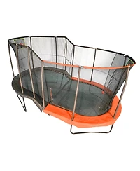 JumpKing 10ft x 17ft Giant Oval Multi Level Heavy Duty Big Backyard Trampoline With Enclosure, Toss Game, and Hoop