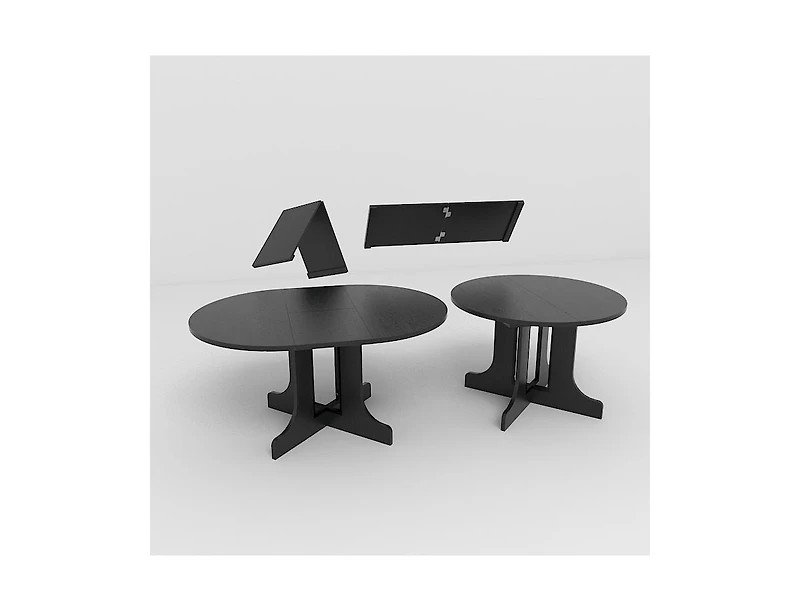 Streamdale Furniture Dining Table for Farmhouse Kitchen 59x43 Inch Expandable Oval Table Top with Removable Leaf Trestle X Shaped Base Black