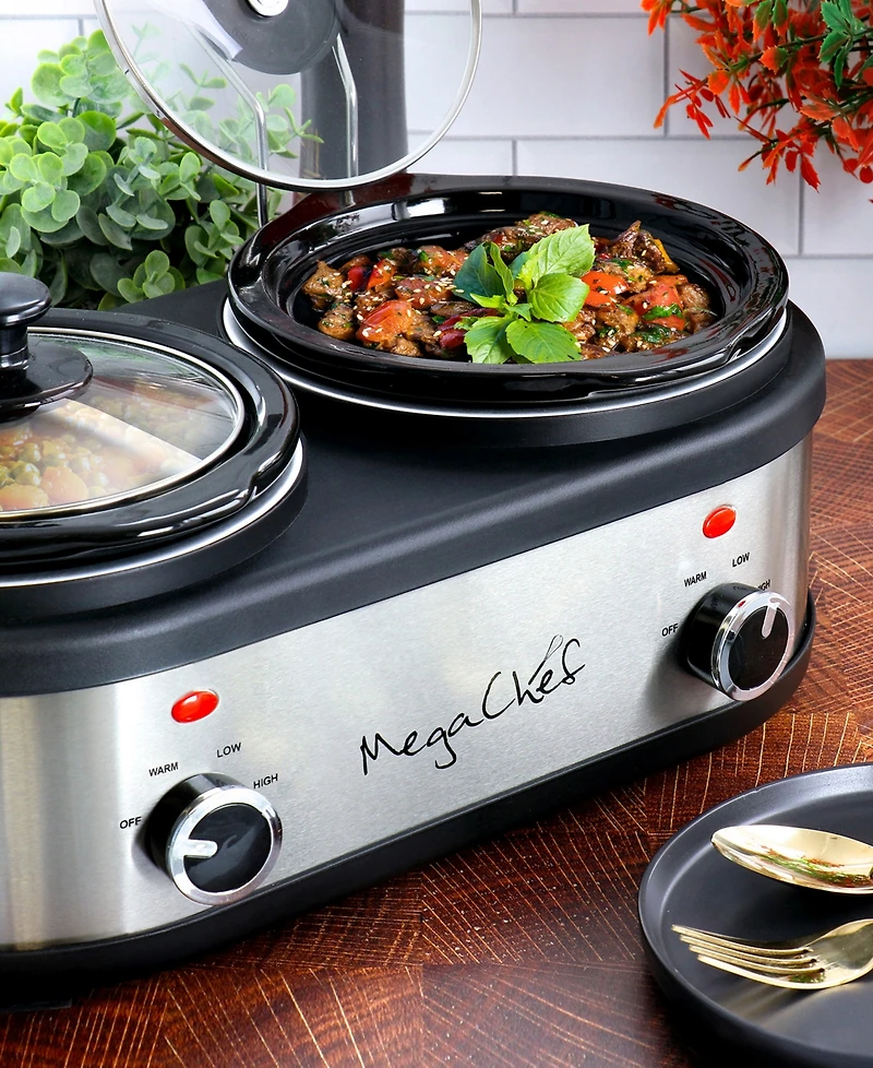 Megachef Dual 1.5 Quart Crock Buffet Slow Cooker