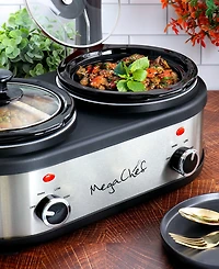 Megachef Dual 1.5 Quart Crock Buffet Slow Cooker