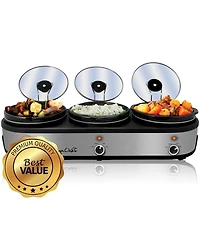 MegaChef Triple 2.5 Quart Slow Cooker and Buffet Server