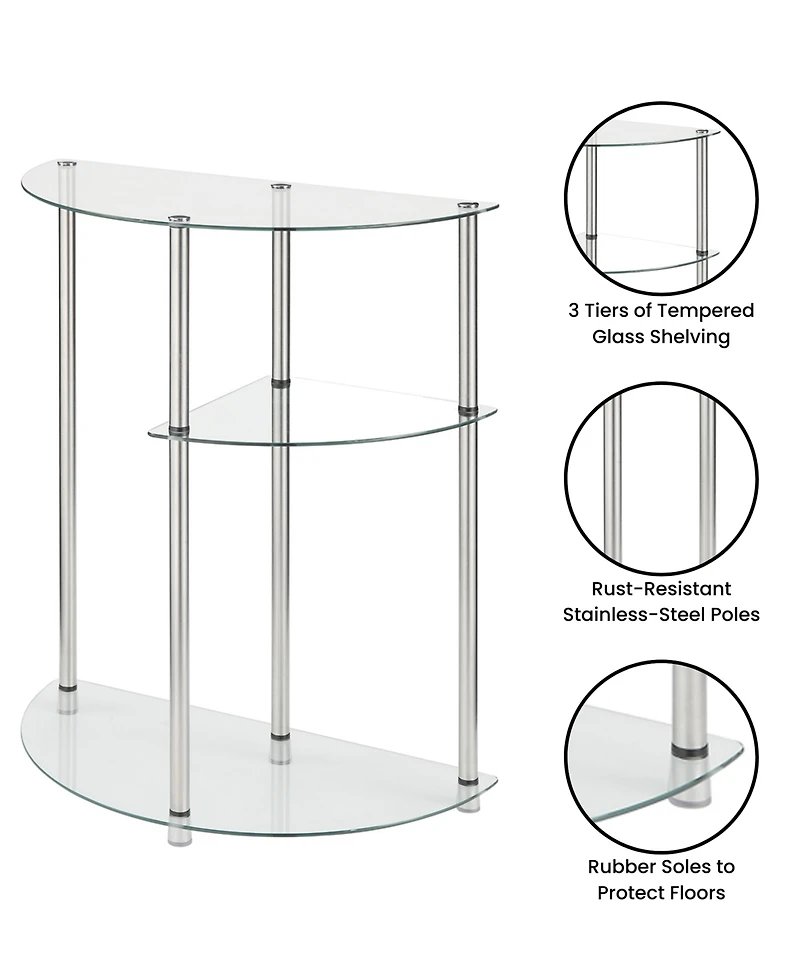 Designs2Go Classic Glass 3 Tier Display Entryway Hall Table