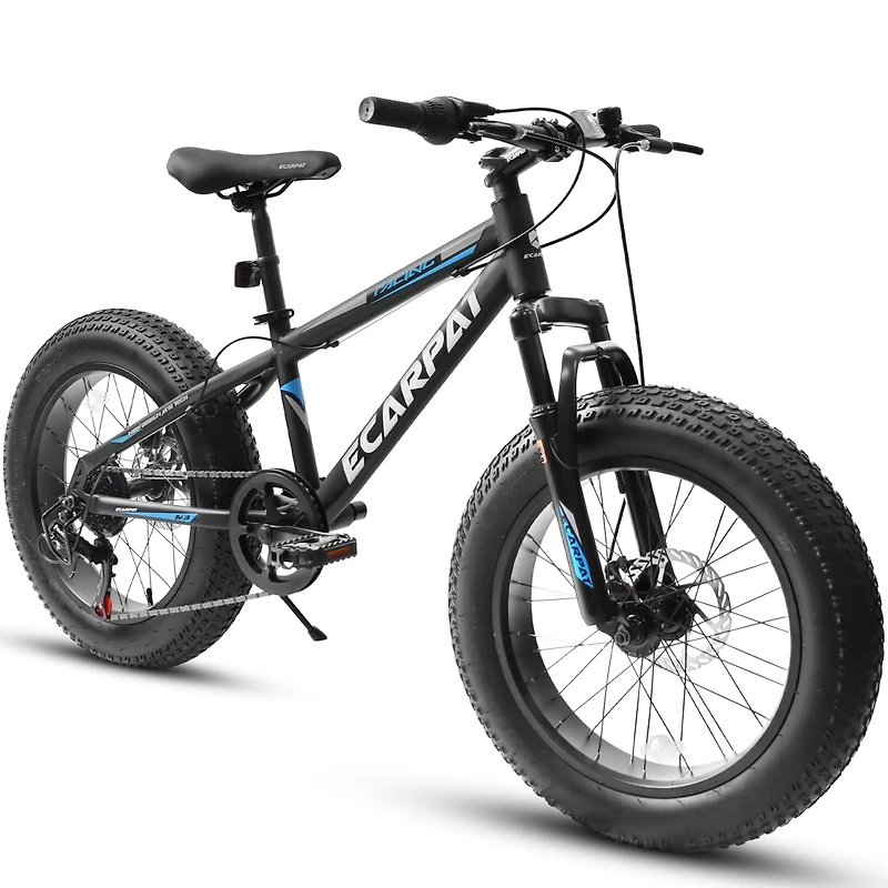 Streamdale Furniture 20 inch Fat Tire Bike Adult/Teen Full Shimano 7 Speed Mountain Bike, Dual Disc Brakes, High Carbon Steel Frame, Front Suspension,