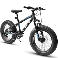 Streamdale Furniture 20 inch Fat Tire Bike Adult/Teen Full Shimano 7 Speed Mountain Bike, Dual Disc Brakes, High Carbon Steel Frame, Front Suspension,