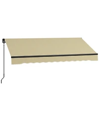 8' x 6.5' Retractable Awning, Patio Awning Sunshade Shelter with Manual Crank Handle, 280gsm Uv Resistant Fabric and Aluminum Frame for Deck, Balcony,