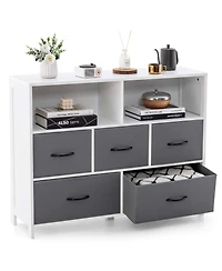 Drawer Dresser for Bedroom Chest of Drawers with 2 Large Fabric Bins