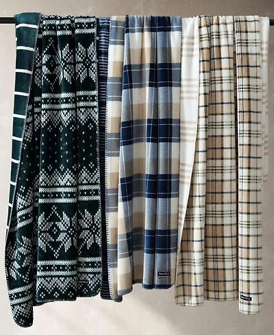 Closeout! Nautica Brushed Flannel Throw, 70" X 50"