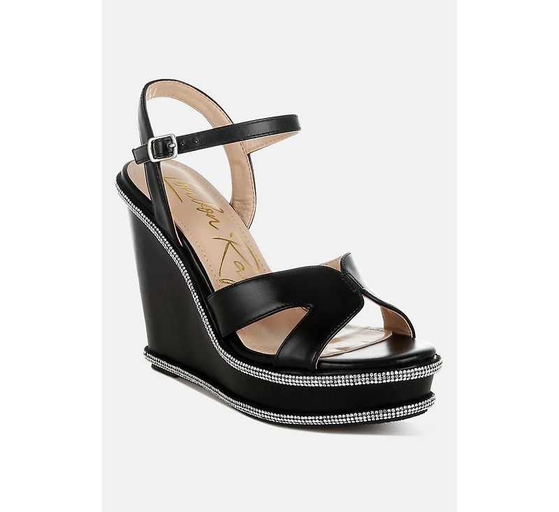 Regina Rhinestones Embellished Wedge Sandals