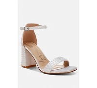 Klebba Pearls Embellished Satin Sandals Women