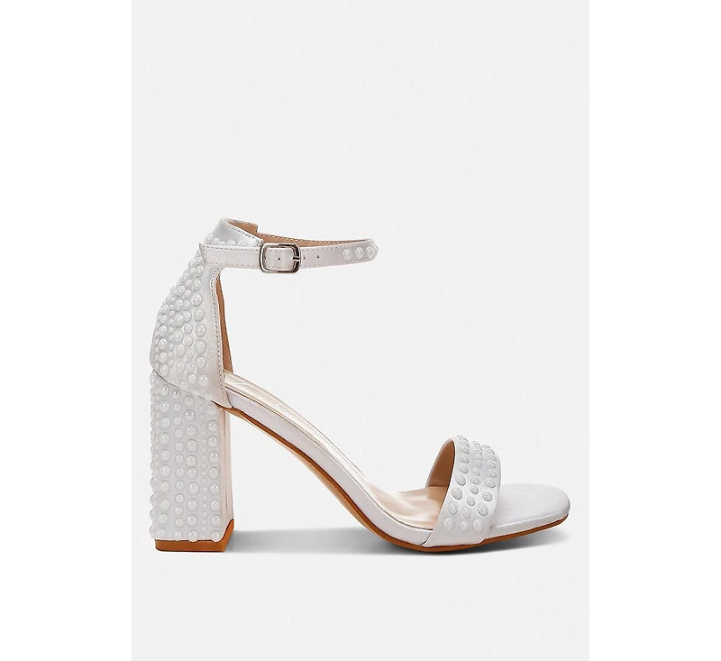 Klebba Pearls Embellished Satin Sandals Women