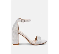 Klebba Pearls Embellished Satin Sandals Women