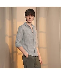 Men's Ash Grey Micro-Tartan Plaid Shirt