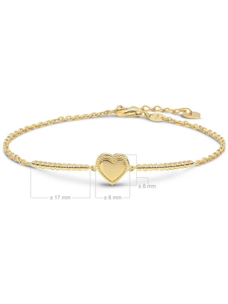 Devata Sweet Heart Chain Bracelet in 14K Gold, 6.5 in adj to 7.5 in, approx. 3.3 grams