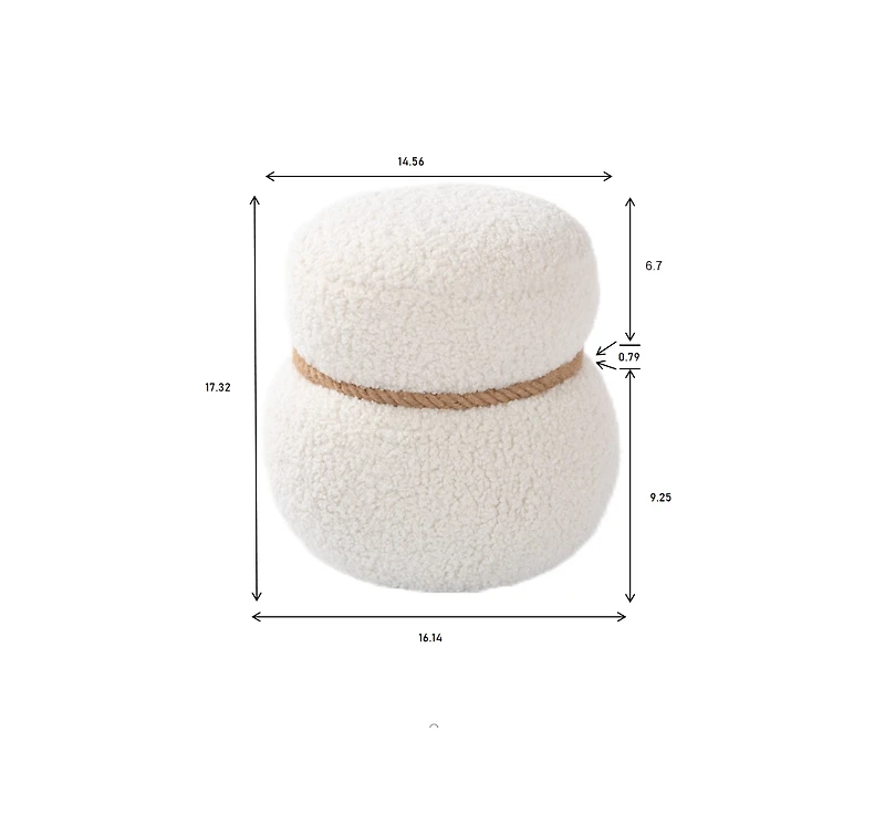 WKJ1Y White snowman stool, Greig plush cushion, playful and cute, suitable for any spacehite