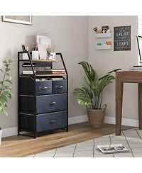 Sugift 4-Drawer Free Standing Storage Dresser with 2 Open Shelves