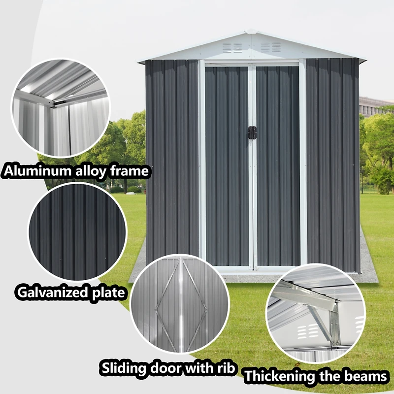 Streamdale Outdoor Storage Sheds 6FTx4FT Apex Roof Grey