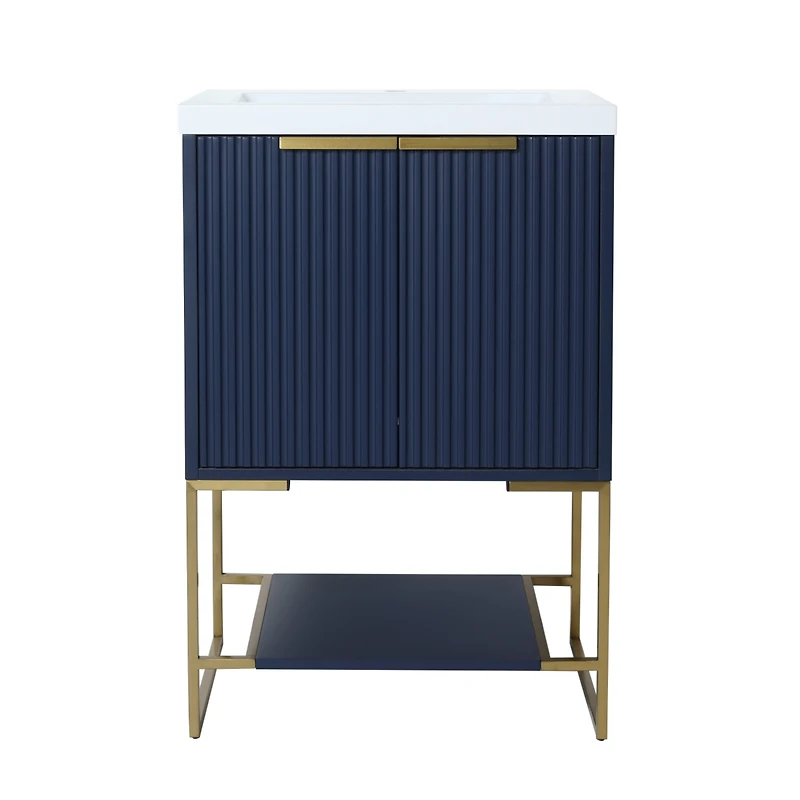 Freestanding Plywood Vanity with Soft-Close Doors and Resin Basin