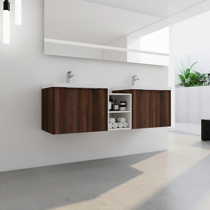 Eco-Friendly 60" Bathroom Vanity with Soft-Close Doors and Ample Storage