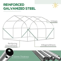 11.5' x 10' x 6.5' Walk-in Tunnel Greenhouse, Green House with Zippered Mesh Door, 7 Mesh Windows & Roll-up Sidewalls, Upgraded Gardening Plant Hot Ho