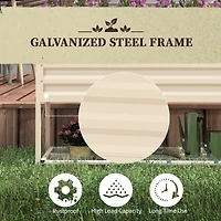 Raised Garden Bed with Galvanized Steel Frame, Storage Shelf and Bed Liner, Elevated Planter Box with Legs for Vegetables, Flowers, Herbs, Cream