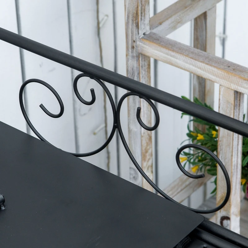 Folding Potting Bench Table, Metal Garden Workstation, Work Bench with Large Build-In Bag with Cover, 5 Hanging Hooks & Storage Shelf, Flourishes