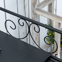 Folding Potting Bench Table, Metal Garden Workstation, Work Bench with Large Build-In Bag with Cover, 5 Hanging Hooks & Storage Shelf, Flourishes