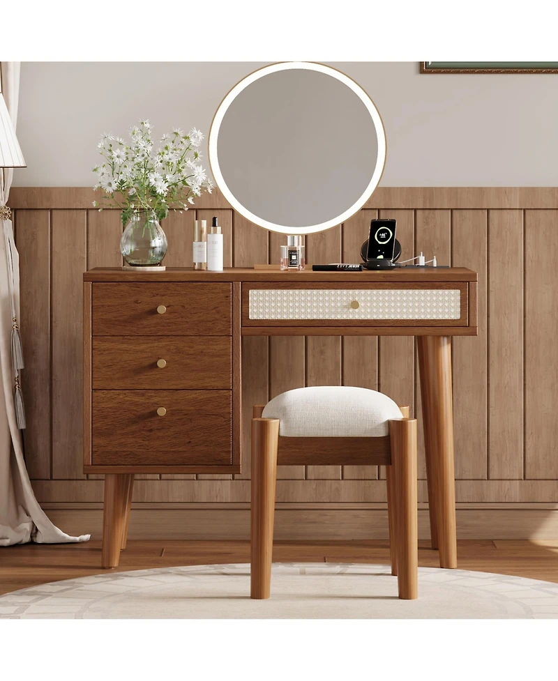 Streamdale Retro Bohemian Vanity Set with Charging and Usb