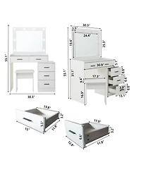 Simplie Fun White color adjustable dressing table with 4 drawers