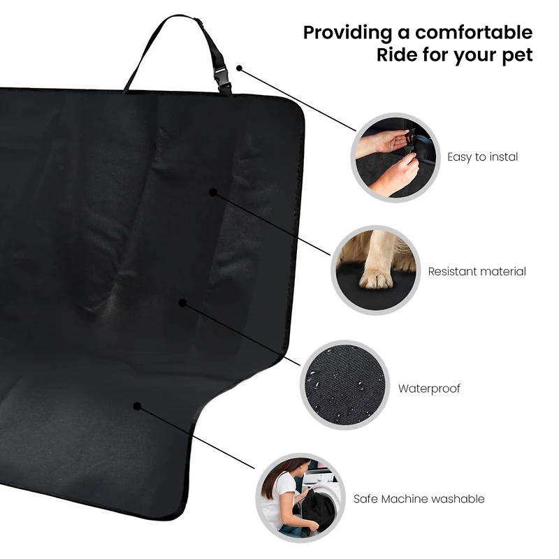 Co-Pilot Waterproof Dog Seat Cover for Back Seat - Pet Car Cover, Nonslip Bench Protector for Dogs