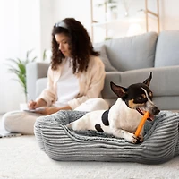 Details Rectangle Dog Bed, Durable Sleeping Calming Cuddler for Pets, Super Plush Corduroy Sherpa