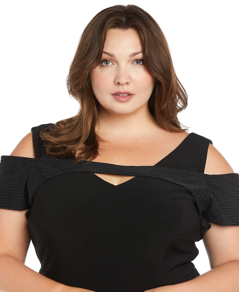 R & M Richards Plus Size Rhinestone-Overlay Jumpsuit